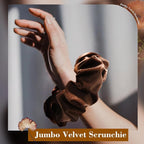 CEELGON Brown Big Velvet Scrunchie 6.5 Inches Jumbo Scrunchies Hair Ties Oversized Ponytail Holder for Thick Curly Hair Extra Large Hair Accessories for Women (Brown)