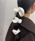 3 Pieces Satin Scrunchies Set for Hair No Crease Elastic Hair Ties for Women and Girls (White)