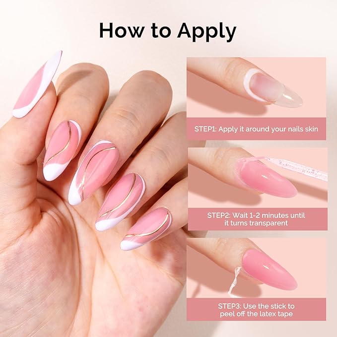 MelodySusie Liquid Latex for Nails, Peel off Fast Dry Cuticle Guard for Nail Polish with Plastic Nail Care Stick set, Skin Barrier Protector for Nail Art, Manicure Home DIY Salon, Gifts for Women15ml