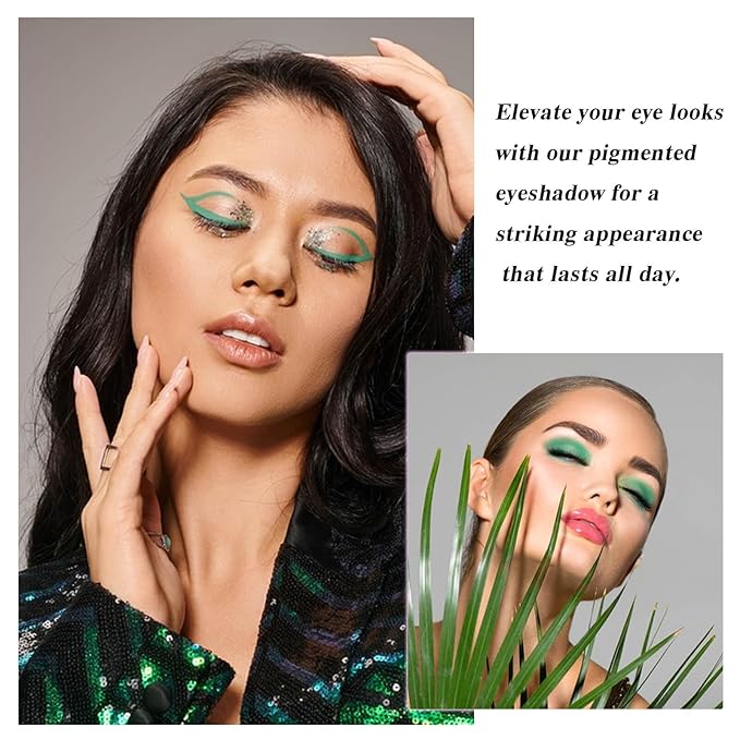 MEICOLY Single Green Eyeshadow Palette with Mirror,Stocking Stuffers for Women,Matte Green Eye Shadow for Elphaba Christmas Makeup,Pressed Powder Eyeshadow,Matte Shade Eyelid Color Eye Makeup