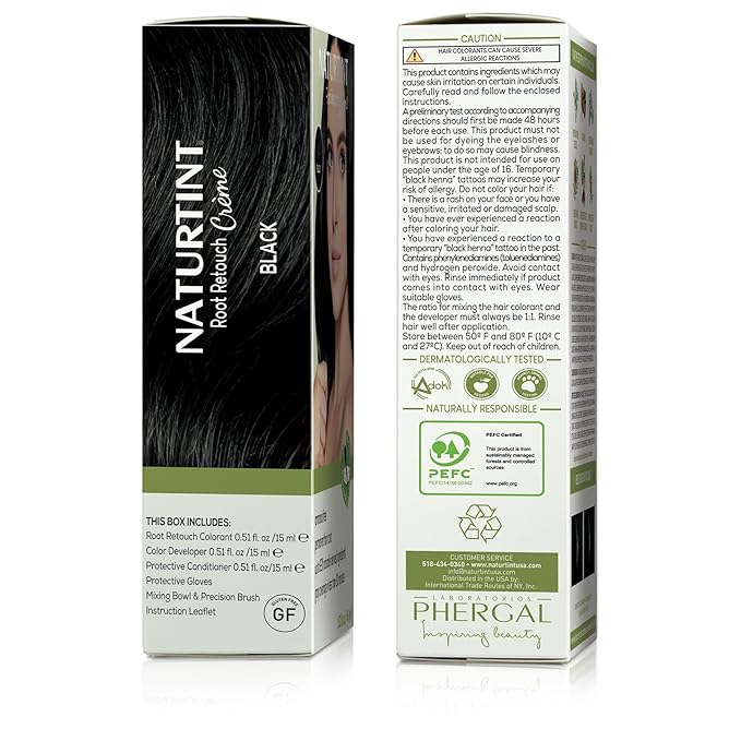 Naturtint Black Root Retouch Crème Permanent Hair Color - Ammonia Free, Conceal Grays, No Artificial Scent, 1.52 Fl Oz