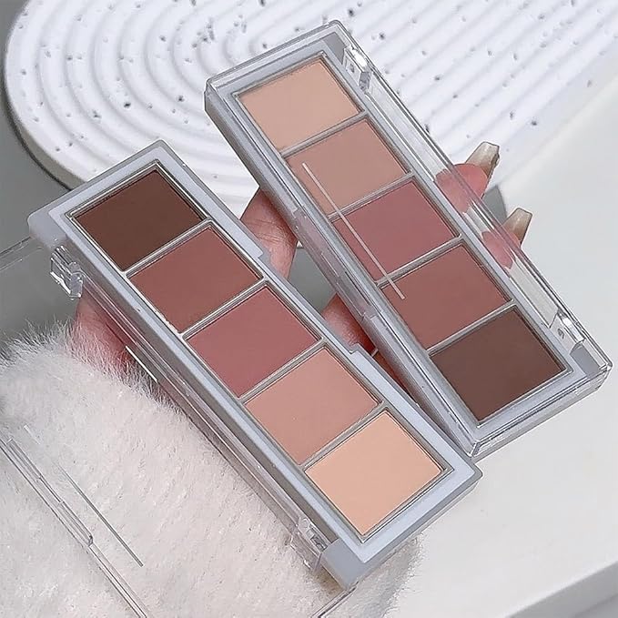 Mini 5-Color Matte Rose Nude Eyeshadow Palette – Dusty Rose, Mauve Pink & Cocoa Brown Neutral Matte Eye Shadow, High Pigment Blendable Long-Lasting Soft Glam Pink Brown Makeup for Daily Natural Looks