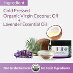 Organic Fiji Raw Cold Pressed Coconut Oil for Hair, Skin, Face & Body | Relaxing Massage Oil | Lavender,12 oz for Women Men & Baby