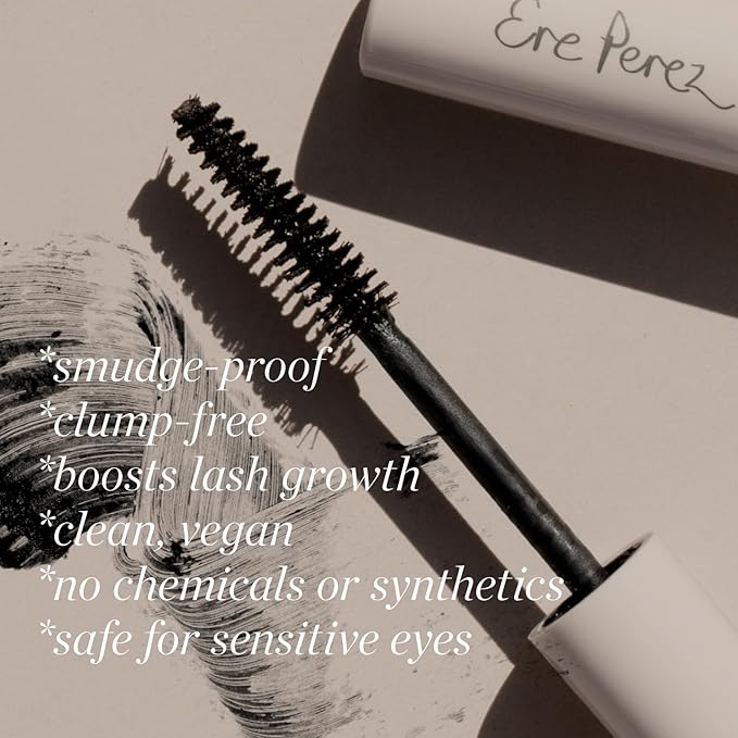 Ere Perez - Avocado Waterproof Mascara | Lengthen, Nourish, Enhance, Strengthen | Long-Lasting, Sensitive Eye Safe | Mamey + Camelia Oils | Vegan, Cruelty-Free, Clean Beauty (Black, 0.35 oz | 10 ml)