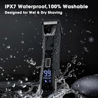 2-in-1 Manscape Trimmer for Men,Body & Groin Hair Trimmers for Men,Bikini Trimmer Women- Wet/Dry Electric Razors for Smooth No-Nick Shaving,IPX7 Waterproof Ball Shaver,LED Display,Black