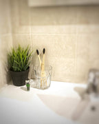 Vegan Biodegradable Bamboo Charcoal Dental Floss with Refillable Glass Container | Free Refill | Natural Candelilla Wax | 30M x2 | Peppermint Essential Oil | Eco Friendly Zero Waste Oral Care