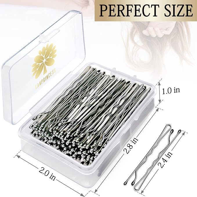 100PCS 2.4Inch Bobby Pins Silver,Pain-Free Bobby Pins for All Hair Types,Hair Pins for Women Girls,Hairpins for Buns with Box(Silver)