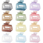2 Inch Medium Hair Claw Clips 12 Pcs Square Hair Clips for Thin Hair Matte Nonslip Acrylic Banana Jaw Clips Bulk Hair Accessories for women and Girls- Ice Cream