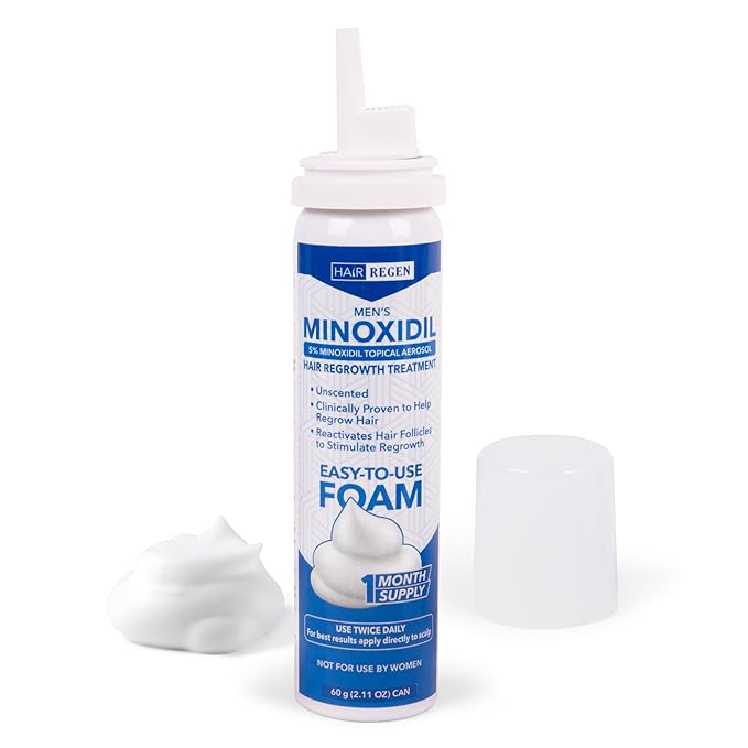 Minoxidil Foam for Men 5% Percent - Men's Hair Growth Treatment for Him- Topical Foaming Minoxidil for Men- Great for Hair Regrowth and Reduce Hair Loss - 6 Pack as 6 Months Supply