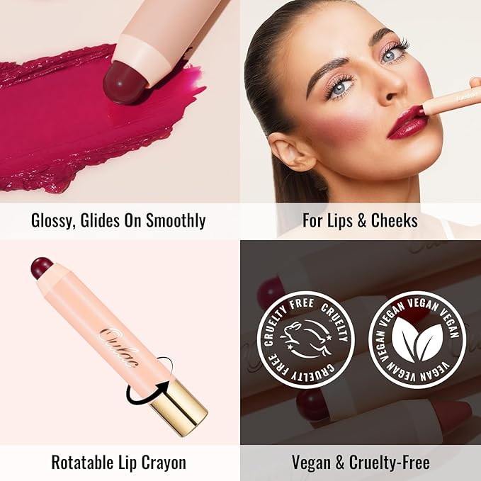 Oulac Moisturizing Lipstick - Hydrating Lipstick Tinted Lip Balm for Dry Lips, Purple Lip Crayon & Blush - Lip Color and Cheeks Makeup | 2.48g, Blackcurrant Jelly (05)