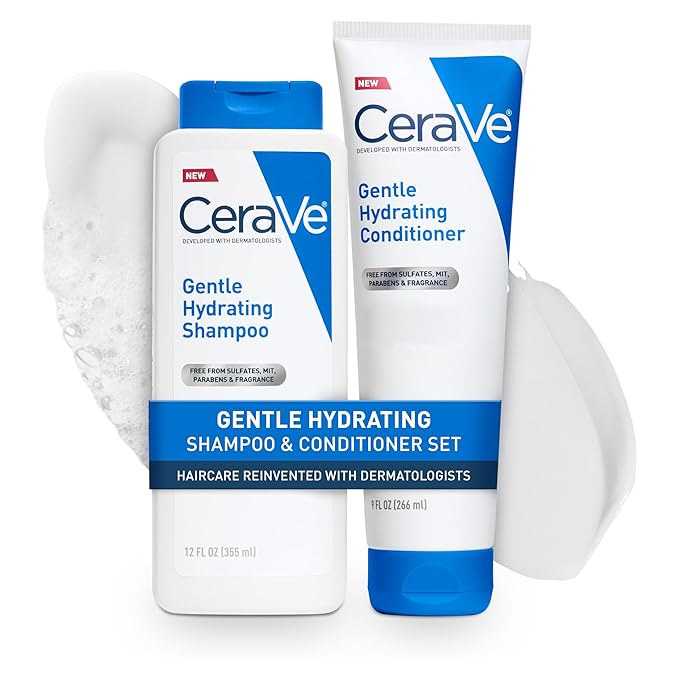 CeraVe Gentle Hydrating Shampoo and Conditioner Set, With Ceramides, Niacinamide & Hyaluronic Acid For Soft, Healthy Looking Hair & Scalp, Sulfate Free & Color Safe, For All Hair Types