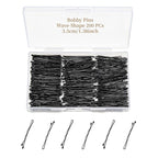 200 Pcs 1.38 Inch Wave-Shaped Bobby Pins Black Metal Hair Pins Hair Accessories for Women Stylists Hair Sticks Girl