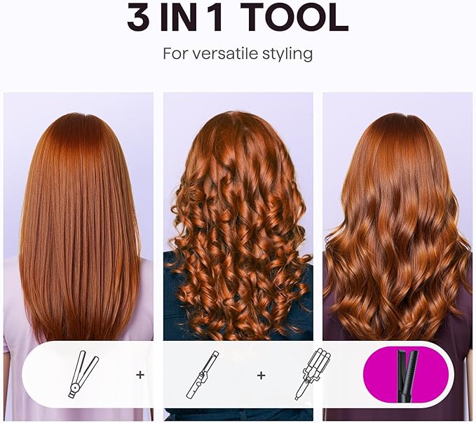 Wavytalk Airflow Styler Curling Iron, Cool Curl, 360° Cool Air Lock in Style for Lasting Curls, Reduces Damage, 2 in 1 Hair Straightener and Curler, 1.25 Inch, Anti-Scald for Short Long Hair