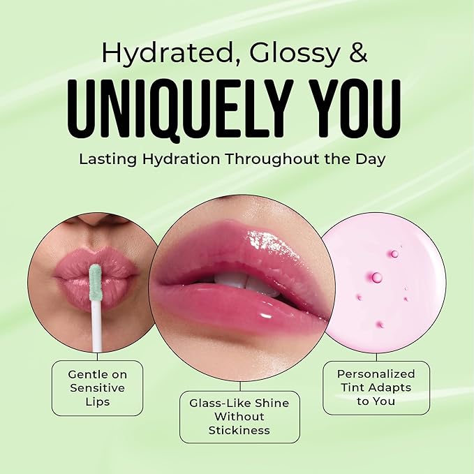 The Beauty Spy Yuli Color Changing Lip Oil | Hydrating Lip Gloss Korean | pH-Reactive Non Sticky Lip Gloss Formula With Argan Oil, Squalane, Shea Butter | Glass Shine Effect (Green Plum)
