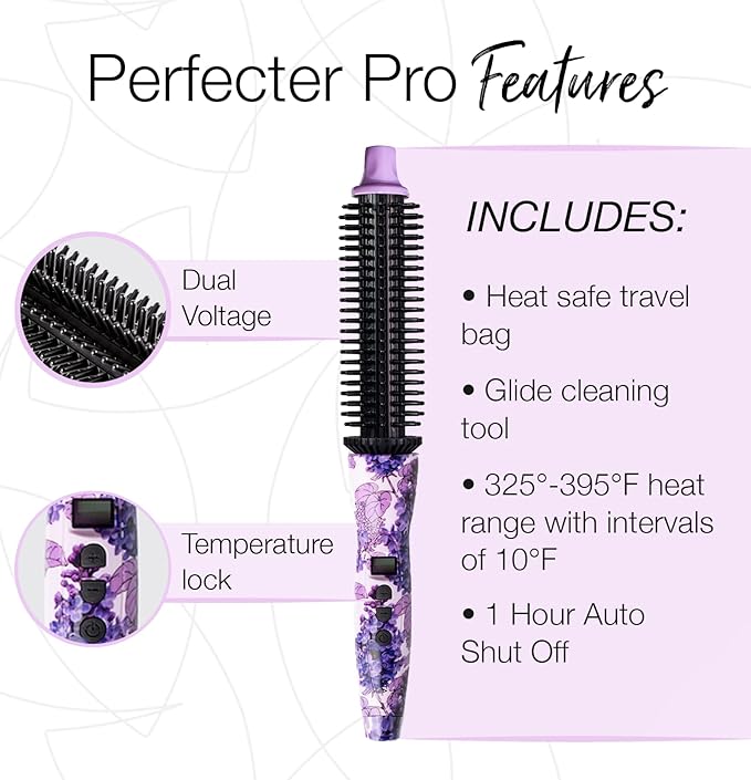 CALISTA Perfecter Pro Heated Round Brush | Lift, Volumize, and Style with No Heat Damage for Healthier-Looking Hair | 1.5" for Long Hair Styles | Dual Voltage & Adjustable Temp (1.5, Rose Gold)