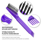 Boao 2 Pieces Hair Brush Cleaning Tool Comb Set Mini Hair Brush Dirt Remover with Metal Wire Rake for Removing Hair Dust Home and Salon Use(Pink and Purple)
