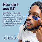 HORACE Anti-Fatigue Under-Eye Patches for Men - Dark Circle and Puffiness Reduction - Moisturising & Refreshing Hydrogel Treatment - Vegan and Silicon-free Skincare - Unscented, Pack of 5 Pairs