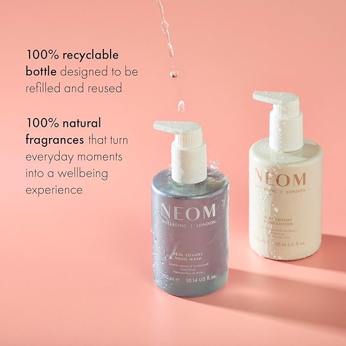 Neom Real Luxury Hand Lotion, 300ml | Lavender, Jasmine & Sandalwood I 24 Essential Oils I 100% Natural Fragrances I 100% Recyclable Bottle I Hydrating I Nourishing