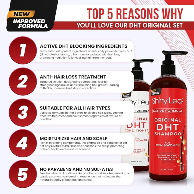 DHT Blocker & Peptide Shampoo and Conditioner Set – Anti-Hair Loss, Thickening & Growth Support – Sulfate-Free Daily Hair Care for Men & Women