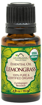 US Organic 100% Pure Lemongrass Essential Oil, USDA Certified Organic, Extracted by Steam Distillation Method, for Hair, Nail Polish Remover, Bees Attraction, and More. 15 ml