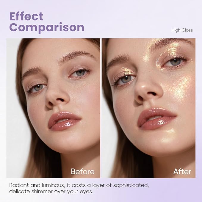 Holographic Champagne Gold Glitter Eyeshadow, Multichrome Shimmer Color Shifting Single Eyeshadow, Chameleon Metallic Iridescent Eye Shadow Palette Bouncy Texture Fairy Highlighter Makeup #4