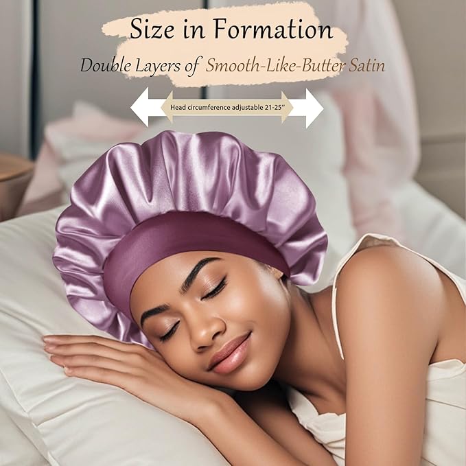 Satin Silk Bonnet for Sleeping, Soft Satin Lined Hair Bonnet for Women, Double Layer Sleep Nightcap