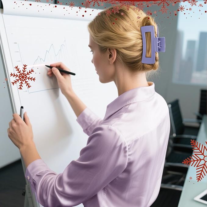 TOCESS Hair Claw Clips for Women - Large 8PK Neutral Matte Jumbo Square Hair Clips for Thick, Thin, Long, Short, Curly Hair Girls, Big Jaw Clip Set for Daily Use(Lavender Purple)