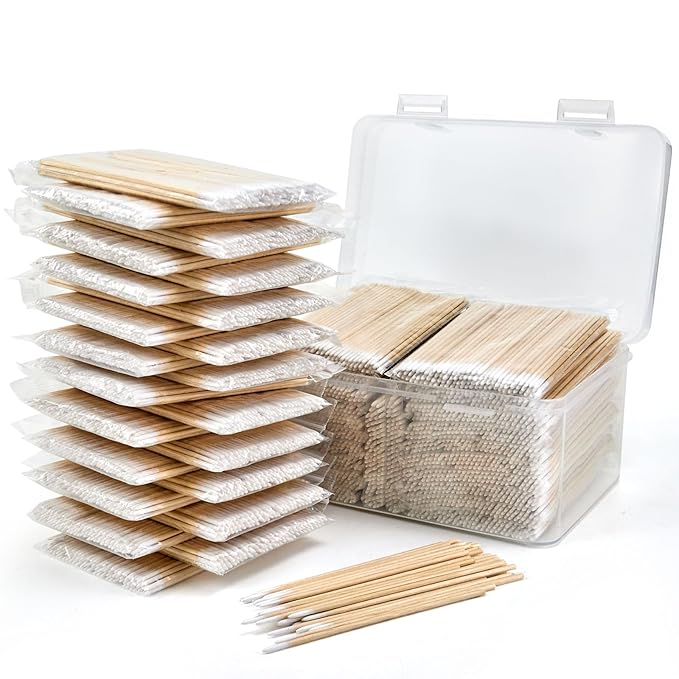 2200PCS Pointed Cotton Swabs with Storage Case - 4 inch Microblading Precision Tip Cotton Swabs with Wooden Sticks - Micro Tips for Makeup Eyelash Extensions Nail Art Supplies