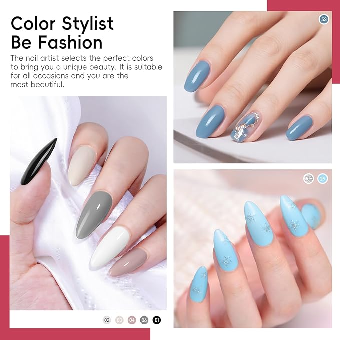 COSCELIA 40pcs Gel Nail Polish Set, 35 Colors Nail Gel polish with 5 Bottles Base and Top Coat White Brown Black Nude Red Orange Fall Winter Colors Nail Art Christmas Gifts for Women Girls