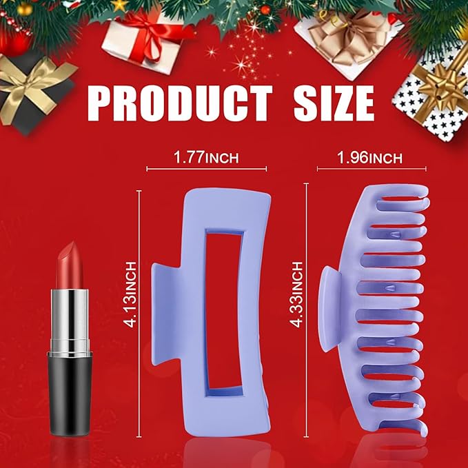 TOCESS Hair Claw Clips for Women - Large 8PK Neutral Matte Jumbo Square Hair Clips for Thick, Thin, Long, Short, Curly Hair Girls, Big Jaw Clip Set for Daily Use(Lavender Purple)