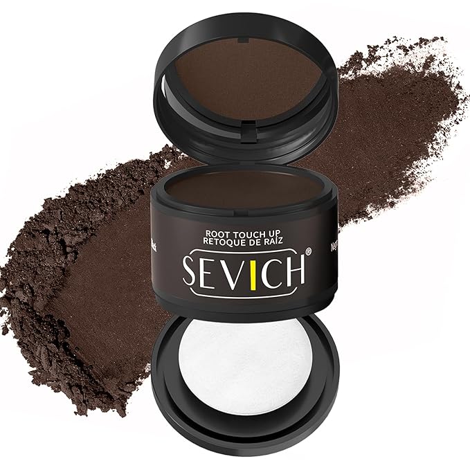 Sevich Hairline Powder - Root Touch Up Instantly Hair Color for Thinning Gray Coverage - Bald Spot Concealing Hair Powder for Women & Men - 48Hour Waterproof & Sweatproof - Med Brown