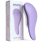 Crave Naturals Glide Thru Hair Brush - Detangler Brush for Curly, Straight, Wet or Dry Hair - Gentle Detangling Brushes for Adults, Kids, Toddlers - Hair Accessories for Women, 7.5x3 - Purple