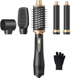 5 in 1 Blow Dryer Brush Set, 1000W Professional Hot Air Styler, Ionic Hair Dryer Brush, 3 Heat Settings, Auto Curling, Fast Drying, Ideal Hair Styling Tools Gift for Women (Black Gold)