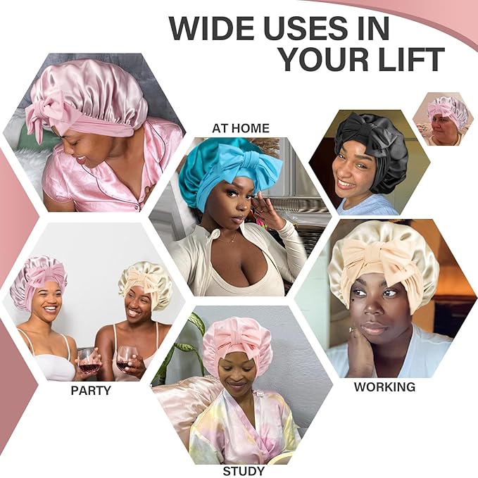 Silk Bonnet for Women 100% Mulberry Silk Sleep Cap 22 Momme Double Layer Hair Wrap for Curly Short Long Hair