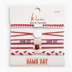 K'lani Game Day Hair Tie Bracelets – 5-Pack Stretchy No-Crease Hair Ties & Stylish Bracelets – Team Color Accessory for Hair or Wrist - Crimson & White, Large
