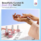 SAVILAND Pink Nude Nail Polish Set: 6-Color Quick Air Dry Nail Polish Shimmer Glitter Pearl Pink Fingernail Polish Set 12-Free Nail Lacquer DIY Home Christmas Gifts for Women 8ml