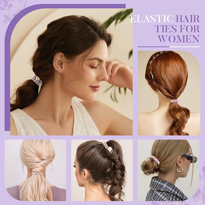 Hair Ties No Damage - 10PCS Ponytail Holders - Elastic Hair Ties for Thick Hair - Braided Hair Bands for Women Girls's Hair - Violet