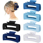 4 Inch Big Hair Claw Clips 6 Pcs Large Claw for Thick Hair Square Hair Clips for Women Rectangle Hair Clips Nonslip Acrylic Banana Jaw Clips Hair Accessories for Girls (Blue)