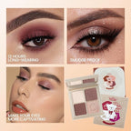 Noerrors Plum Light Burgundy Eyeshadow Quad Palette, Nude Beige Brown Taupe Mauve Natural Matte Eyeshadow for Older Women, Silky Fine Powder Lightweight Blendable Neutral Shimmer Eye Makeup Palette