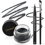 LAVONE Eyeliner Set - Waterproof Makeup Kit with Liquid Eye Liner Pencil, Gel Eyeliner and Angled Eye Liner Brush, Waterproof, Smudge Resistant, Long Lasting Formula - Granite