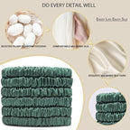 Suncdelv Silk,100% Silk Scrunchies for Hair,22 Momme Hair Ties for Anti-Crease & Breakage,Natural Women Hair Accessories，Fashion Hairbands 6PCS（Blackish Green）