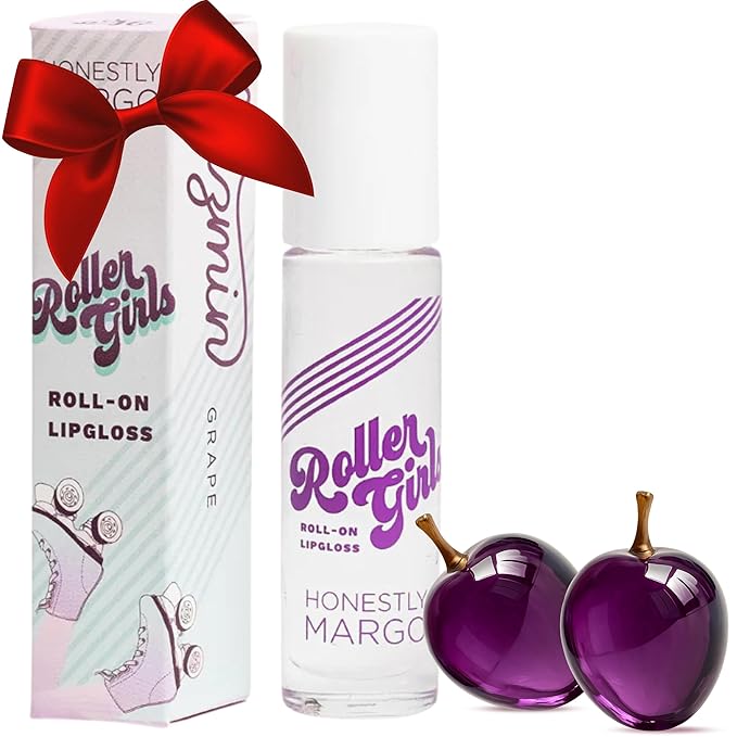 Honestly Margo Roller Girl Roll-On Lip Gloss (Grape Jazmin, 2 Pack) – Lip Gloss for Women with Hydrating Vitamin E & Moisturizing Shine, Refreshingly Lightweight Your Lip Stain, Non Stick Gloss