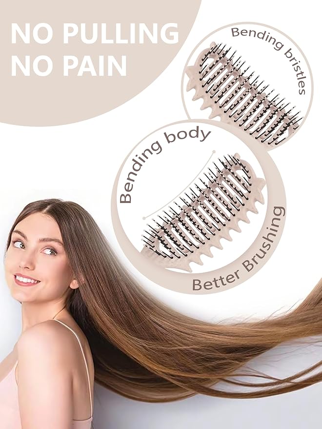 Curl Defining Brush for Curly Hair, 2025 Vented Detangling Brush for Wet, Curl Styling Brush for Women, Less Pulling, Defines & Shapes, Great Gift for Curly Hair Women (Beige)