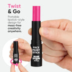 Blue Squid PRO Pink Face Paint Stick - Waterproof Body Paint For Adults & Kids Eye Black Baseball, Eyeblack Softball - Vegan Hypoallergenic Twist-Up Non-Toxic Makeup Stick - Cosplay, Sports & SFX