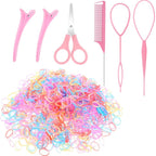 BESARME 1000pcs Mini Rubber Bands, Colorful Elastic Hair Ties with 6pcs Styling Tools for Baby Girls' Hair Accessories, Christmas Gifts