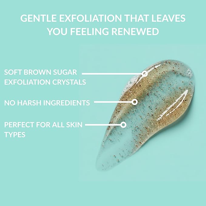 SpaScriptions Exfoliating Coconut Body Wash - 32 oz Scented Moisturizing Body Wash Scrub For Men and Women with African Black Soap for Smooth Skin and Brown Sugar for Gentle Exfoliation, Paraben Free