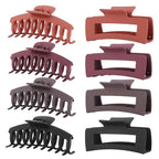 LuSeren 8 Pack Hair Clips for Women 4.3 Inch Large Hair Claw Clips for Women Thin Thick Curly Hair, Big Matte Banana Clips,Strong Hold jaw clips Black Orange Dark Brown Light rose