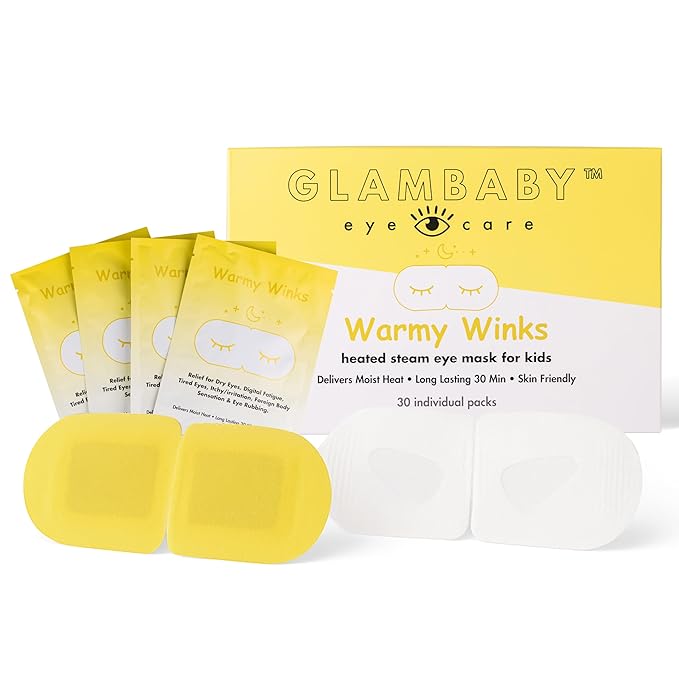 GlamBaby Warmy Winks Self-Heating Eye Mask for Kids – Heated Warm Compress for Dry Eyes, Irritation & Puffiness – Disposable Eye Mask for Children’s Eye Relief & Relaxation