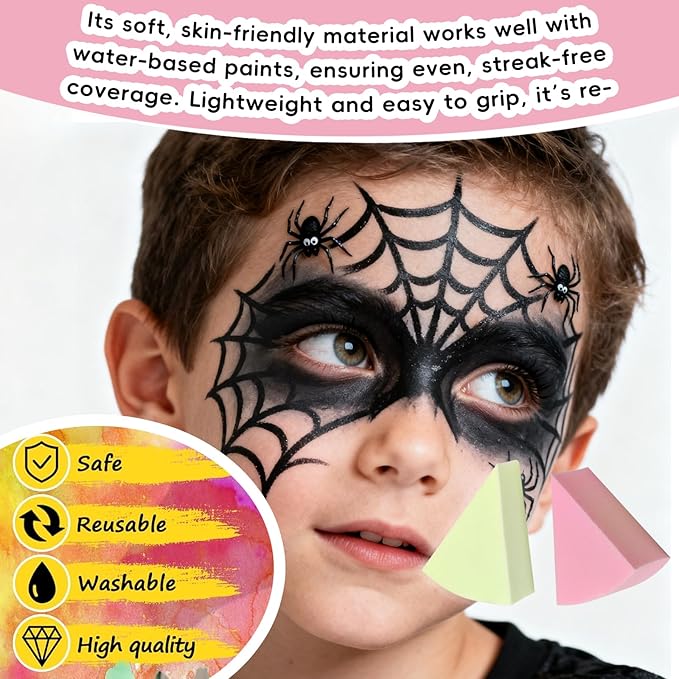 Black Face Paint 90g (3.17 0z) Non-Toxic, Water Activated Face Painting Kit for Kids Adults, SFX Makeup Large Capacity Facepaint Palette for Halloween,Cosplay,Theater Party,Skull Joker Special Effects