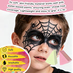 Black Face Paint 90g (3.17 0z) Non-Toxic, Water Activated Face Painting Kit for Kids Adults, SFX Makeup Large Capacity Facepaint Palette for Halloween,Cosplay,Theater Party,Skull Joker Special Effects